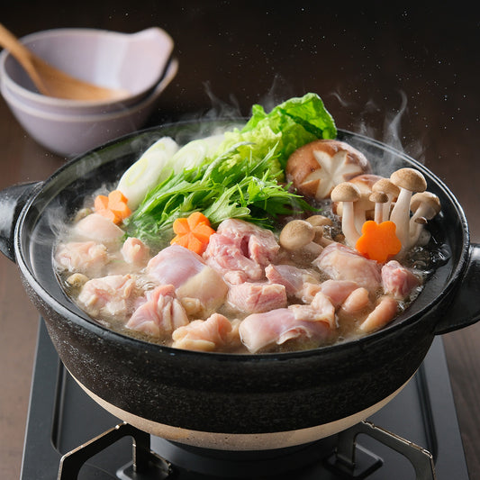 朝引き鶏の水炊きセット(ガラスープ・モモぶつ切り・ポン酢)